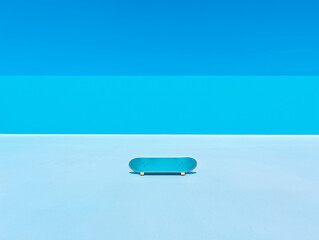 Teal Skatepark Featuring an Eye-Catching Skateboard