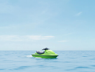Lime Jet Ski Spraying Ocean Water in a Speedy Ride