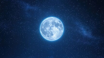 Fototapeta premium Full Moon Shining Brightly Against a Starry Night Sky