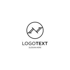 simple line icon N logo design template elements