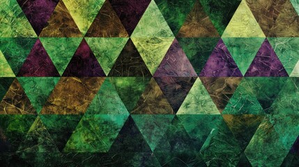 Abstract Green Brown Purple Triangle Pattern Art