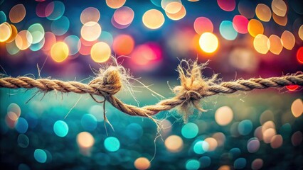 Broken Old String with Tension Concept in Bokeh Effect - Symbolizing Fragility and Stress in Everyday Life, Captured in a Dreamy Blurred Background for Artistic Imagery
