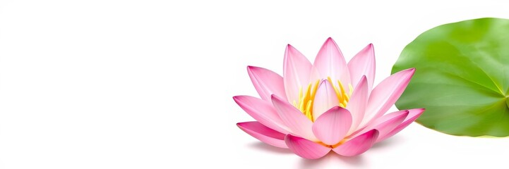 Fototapeta premium Beautiful pink lotus flower isolated on white background with delicate petals, plant, flower, pink
