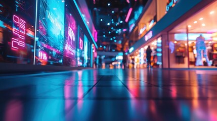 Obraz premium Neon City Nightscape: A Futuristic Urban Scene