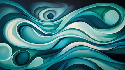 Obraz premium Abstract teal and turquoise swirling shapes.