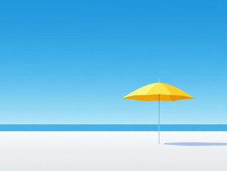 Fototapeta premium Multicolor Beach Umbrella in a Vibrant Seaside Setting