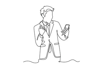 Mobile smart phones Concept. Single line draw design vector graphic illustration.	