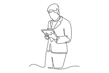 Mobile smart phones Concept. Single line draw design vector graphic illustration.	