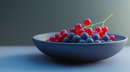 Fototapeta premium Red and black currants in a bowl.