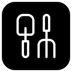 Editable shovel and rake vector icon. Gardening, landscaping, horticulture. Part of a big icon set family. Perfect for web and app interfaces, presentations, infographics, etc