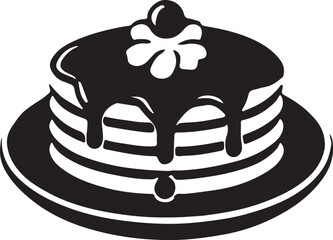 Pancake silhouette vector art illustration. Black and white pancake vector illustration.
