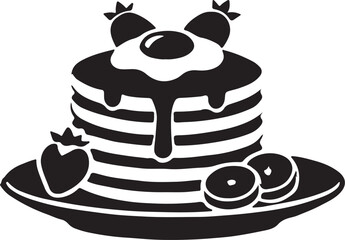 Pancake silhouette vector art illustration. Black and white pancake vector illustration.