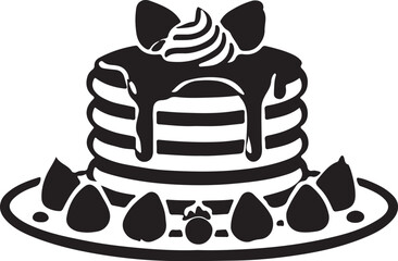 Pancake silhouette vector art illustration. Black and white pancake vector illustration.