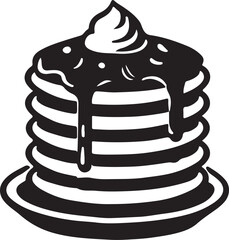 Pancake silhouette vector art illustration. Black and white pancake vector illustration.