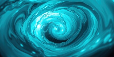 Abstract Swirling Teal Liquid Vortex A mesmerizing, dynamic fluid art design with a captivating central spiral and radiant, ethereal glow.
