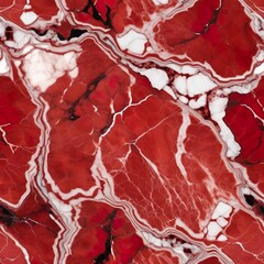 Seamless texture of red natural marble with veining, bright red color.