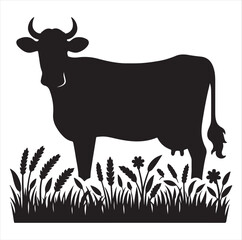 Flat vector cow icons, perfect for agriculture and farm-themed designs