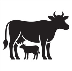 Flat vector cow icons, perfect for agriculture and farm-themed designs