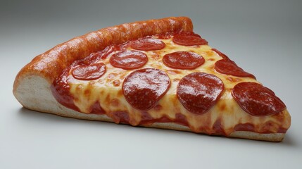 Delicious pepperoni pizza slice served on a rustic surface with golden crust and melted cheese at a cozy eatery