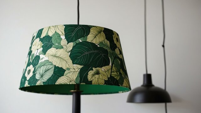 aesthetic green themed lampshade isolated on plain white background