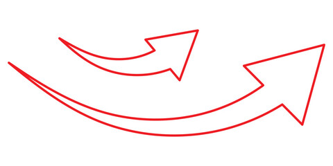 Arrow up icons. Set of curve rise increase arrows. Growth pictogram isolated. Vector illustration.