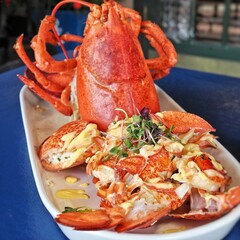 Butter Garlic Sauce Lobster on a plate