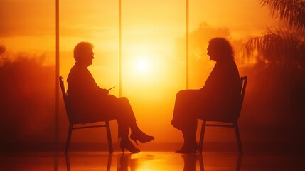 Obraz premium Family health discussion between adult child and elderly mother with doctor in a warm setting, emphasizing care and support.