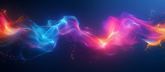 Obraz premium Abstract colorful energy waves flowing across dark background.