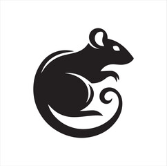 Extensive collection of graphic illustrations featuring realistic black silhouettes of rats, isolated on a white background.