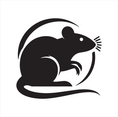 Extensive collection of graphic illustrations featuring realistic black silhouettes of rats, isolated on a white background.