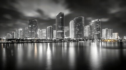 Fototapeta premium Urban Skyline with High Contrast and Bright Lighting