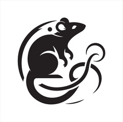 Extensive collection of graphic illustrations featuring realistic black silhouettes of rats, isolated on a white background.