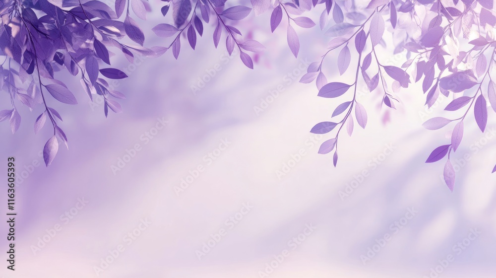Poster soft purple leaves frame a light background, creating a serene and peaceful image.