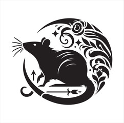 Extensive collection of graphic illustrations featuring realistic black silhouettes of rats, isolated on a white background.