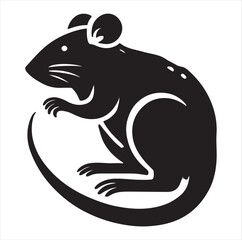 Extensive collection of graphic illustrations featuring realistic black silhouettes of rats, isolated on a white background.