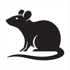 Extensive collection of graphic illustrations featuring realistic black silhouettes of rats, isolated on a white background.
