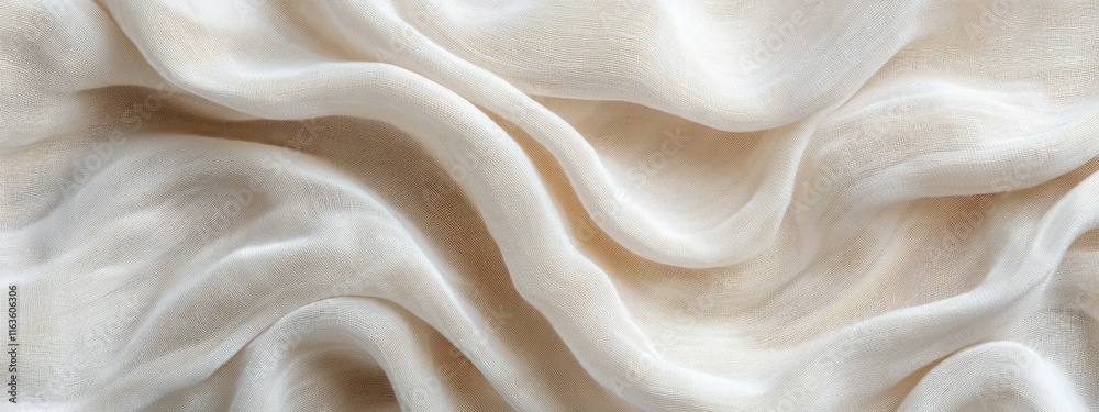 Poster soft, flowing cream-colored fabric with elegant drapes and folds, creating a luxurious texture.