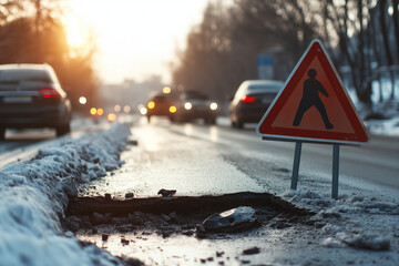 Big pothole at the road 