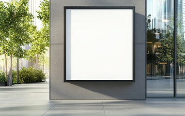 Blank Billboard Sign on Building Exterior in Urban Setting, Perfect for Advertising, Cityscape Background, Modern Architecture