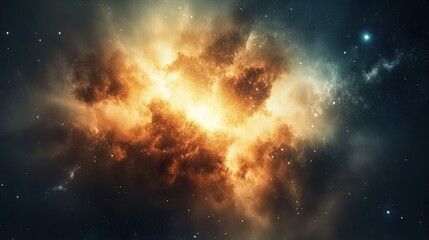 Naklejka premium Galactic Fusion, vibrant energy waves, swirling galaxies intertwining, cosmic dance of creation and destruction, awe-inspiring celestial event