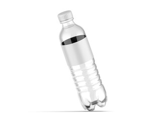 Mineral water bottle mockup with paper label, 3d illustration