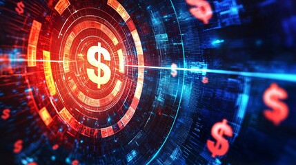 Fototapeta premium Target with Money Symbols Emphasizing Strategic Investment Goals