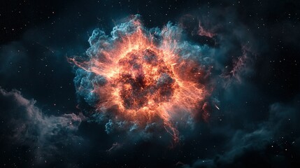 Supernova Explosion, a dying star bursts forth in a vibrant display of light, heralding the birth of new celestial bodies