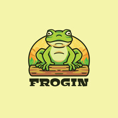 Frog cartoon mascot character logo design