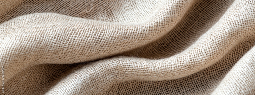 Poster beige fabric texture, close-up view showing wrinkles and folds.