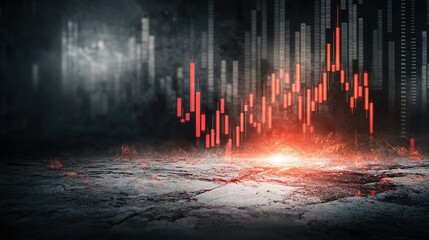 Declining Financial Trends, sleek digital interface showcasing downward red arrows, emphasizing market challenges and economic downturns