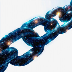Blockchain Chain Link with Star Pattern Visual Representation of Digital Connectivity and Security Technology
