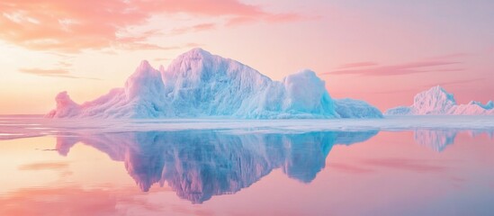 Fototapeta premium Majestic Icebergs Reflecting in a Calm Water at Sunrise.