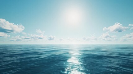 Serene Ocean Horizon: A Summer Day's Peaceful Seascape
