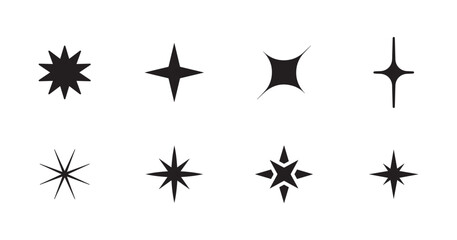 Elegant black twinkling stars and bursts for creative use.